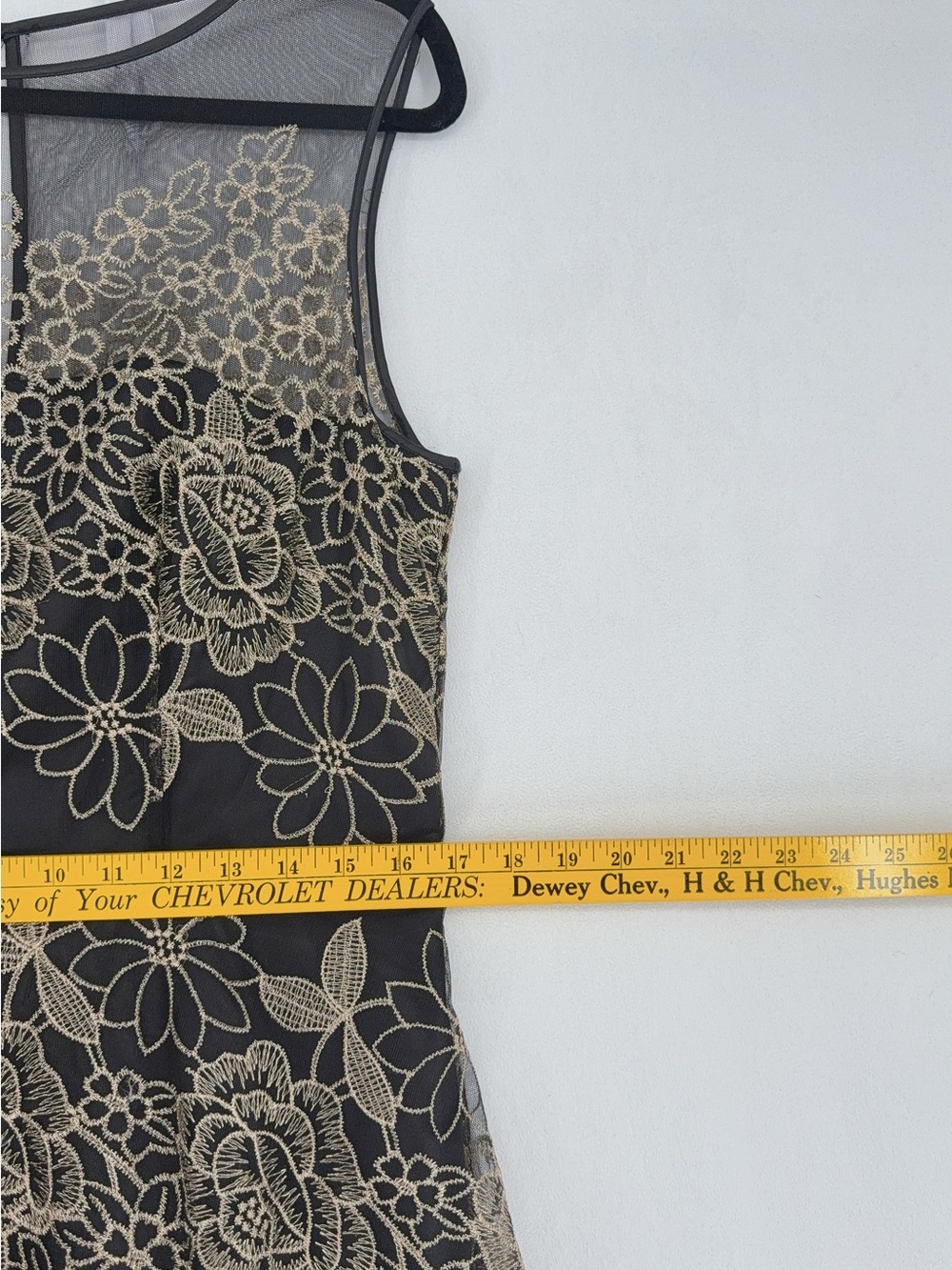 Tahari ASL Embroidered Illusion Gown Dress Size 10 Navy Gold-New - Picture 9 of 10